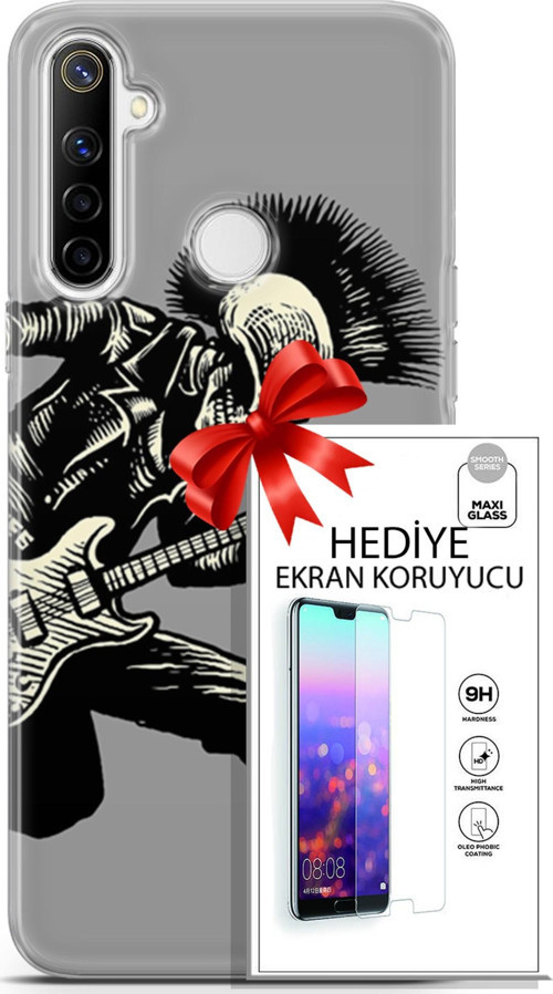 Realme 6İ Kılıf Orijinal Seri Punky 07 Punk Gitarist Desenli Kılıf + Ön Ekran Koruyucu