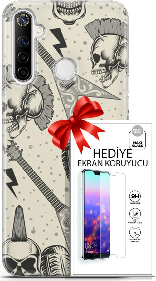 Realme 6İ Kılıf Orijinal Seri Punky 20 Trash Punk Renkli Kılıf Ekran Koruyucu