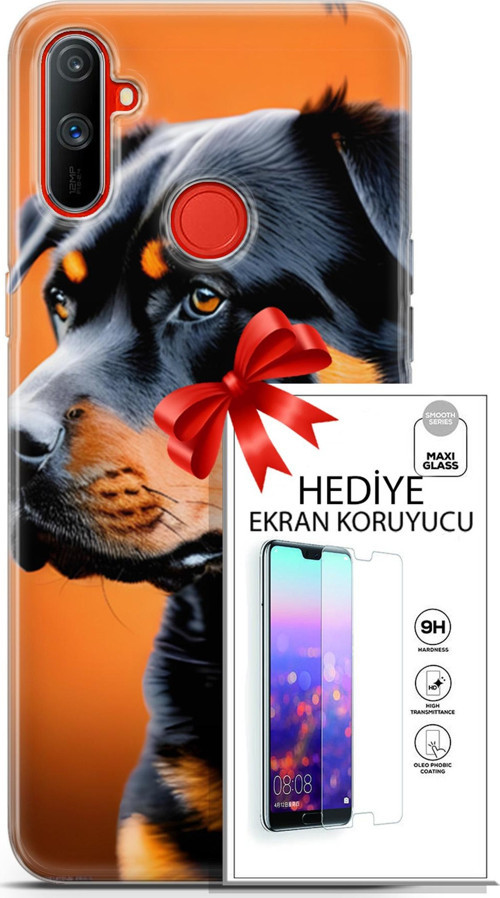 Realme C3 Kılıf Orijinal Seri Dogs 23 Rottweiler Telefon Kabı Ve Ekran Koruyucu