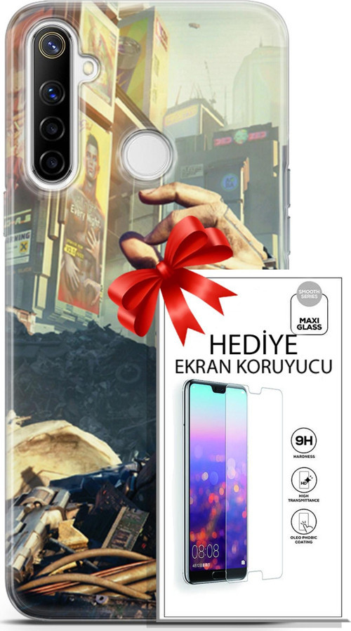 Realme 6İ Kılıf Orijinal Seri Cyberpunk 20 El Renkli Kılıf Ekran Koruyucu