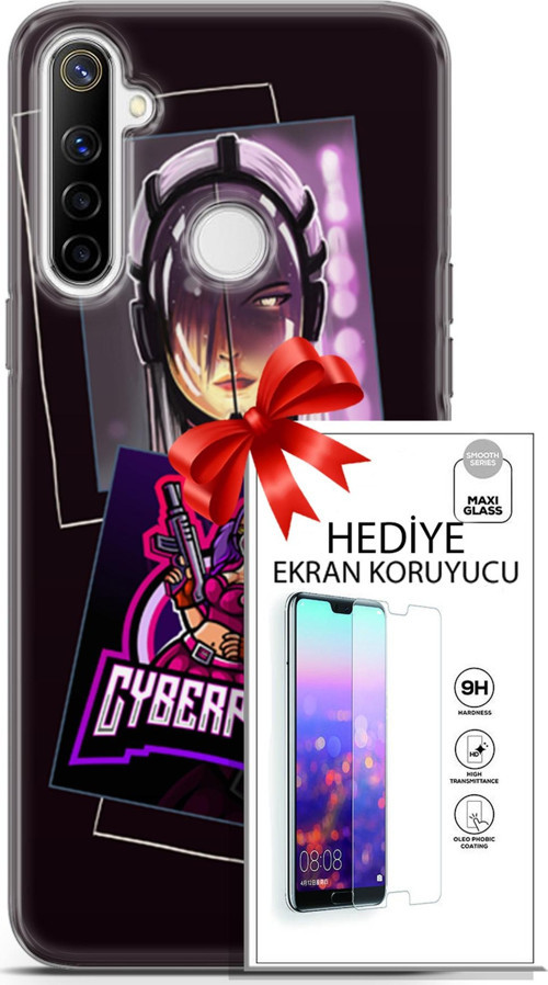 Realme 6İ Kılıf Orijinal Seri Cyberpunk 10 Cyber Kız Full Hd Kılıf + Ekran Koruyucu