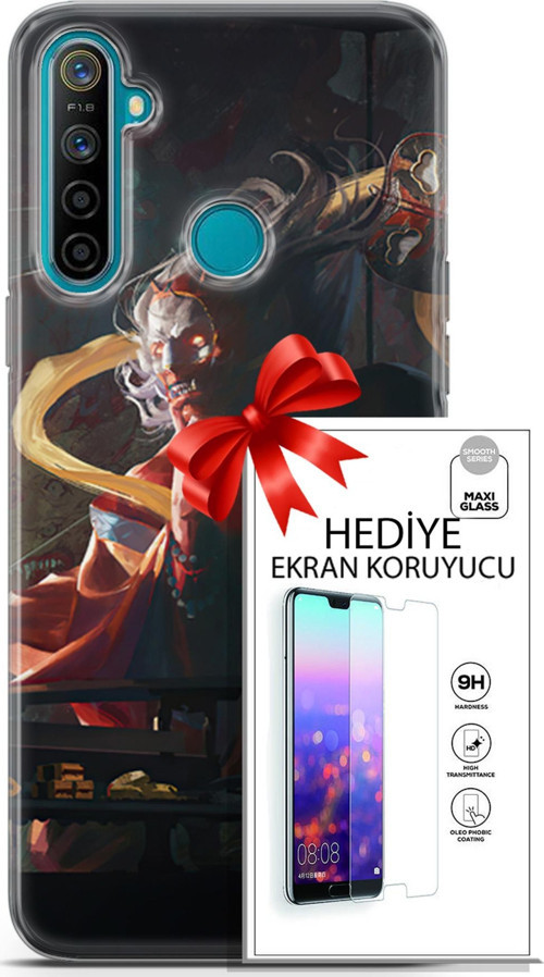 Realme 5İ Kılıf Orijinal Seri Neo 07 Batman Vs Deathstroke Desenli Kılıf + Ön Ekran Koruyucu