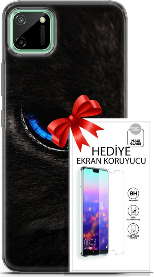 Realme C11 Kılıf Orijinal Seri Scotish-British 25 Maine Coon Soyulmayan Kılıf + Ekran Koruyucu Full