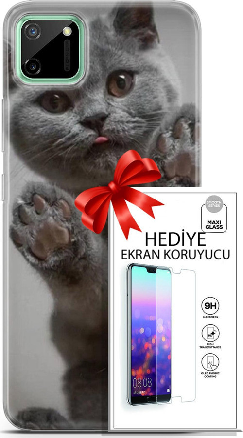 Realme C11 Kılıf Orijinal Seri Scotish-British 10 Yavru Scottish Full Hd Kılıf + Ekran Koruyucu