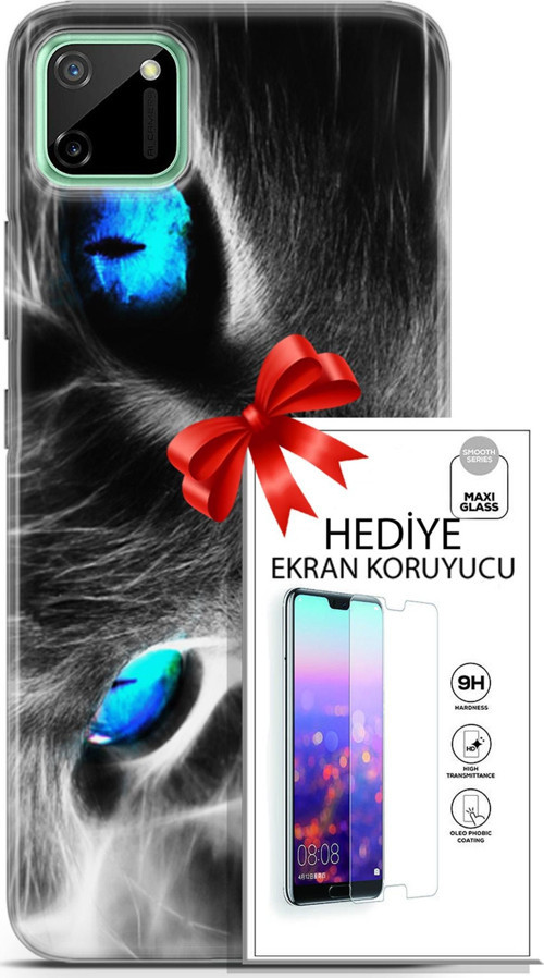 Realme C11 Kılıf Orijinal Seri Scotish-British 26 Amerikan Kedisi Soft Kapak + Ekran Koruyucu