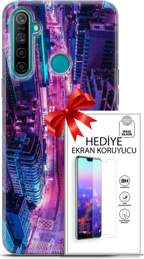Realme 5İ Kılıf Orijinal Seri Cyberpunk 22 Usa Kap + Ekran Koruyucu