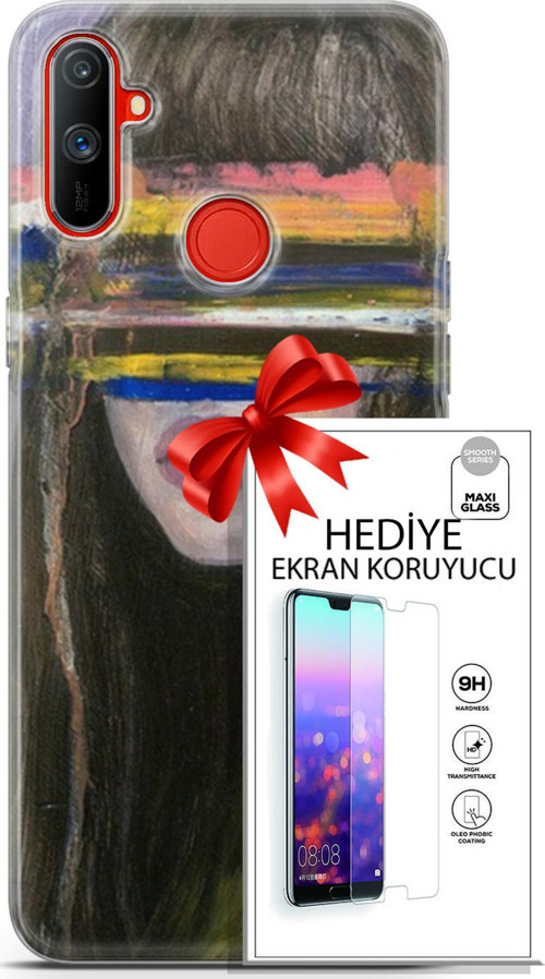 Realme C3 Kılıf Orijinal Seri Soul 21 Gözü Maskeli Darbe Önleyici Kapak + Ön Ekran Koruyucu