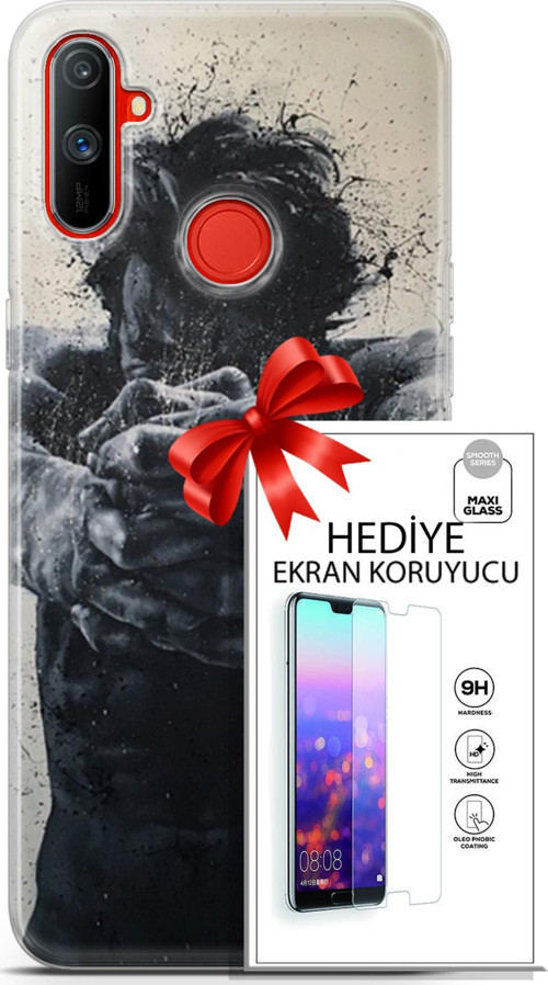Realme C3 Kılıf Orijinal Seri Soul 28 Yumruk İz Bırakmayan Kılıf + Ön Ekran Koruyucu