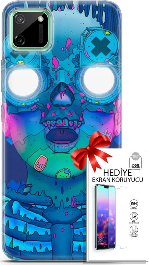 Realme C11 Kılıf Orijinal Seri Algorand 14 Robotika Cover Kılıf + Ön Ekran Koruyucu
