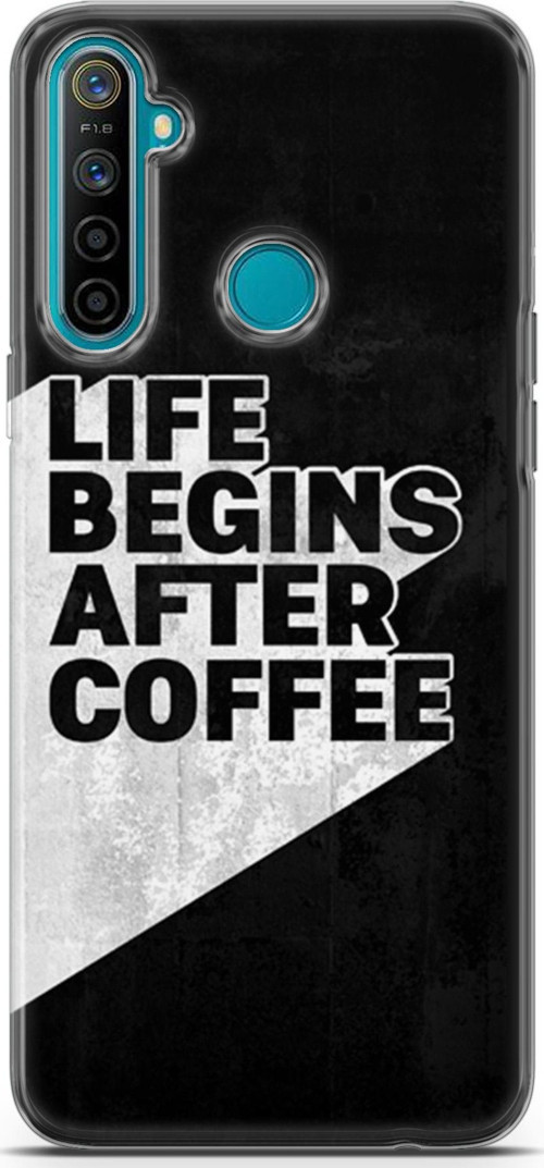 Realme 5İ Kılıf Orijinal Seri Typo 02 Life Begins After Coffee Kapak