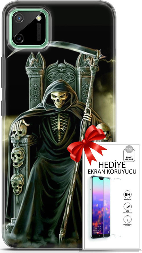 Realme C11 Kılıf Orijinal Seri Cardano 11 İskeletor 4K Baskılı Kılıf + Ekran Koruyucu Full Koruma