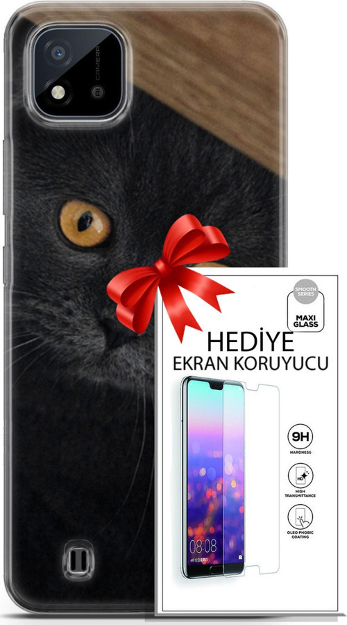 Realme C11 2021 Kılıf Orijinal Seri Scotish-British 03 Sarı Gözler Arka Kapak + Ekran Koruyucu