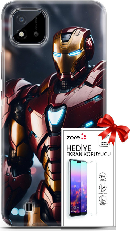 Realme C11 2021 Kılıf Orijinal Seri Supers 23 Iron Man Telefon Kabı Ve Ekran Koruyucu