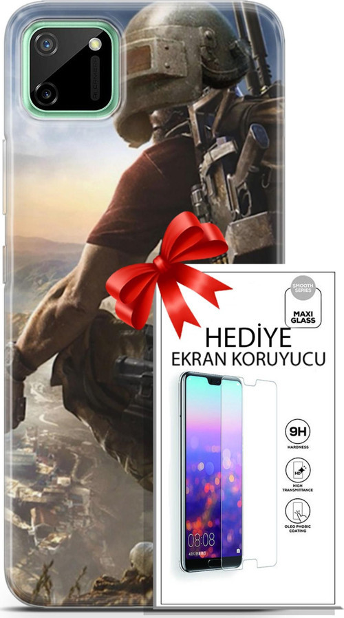 Realme C11 Kılıf Orijinal Seri Pubg 10 Mobile Full Hd Kılıf + Ekran Koruyucu