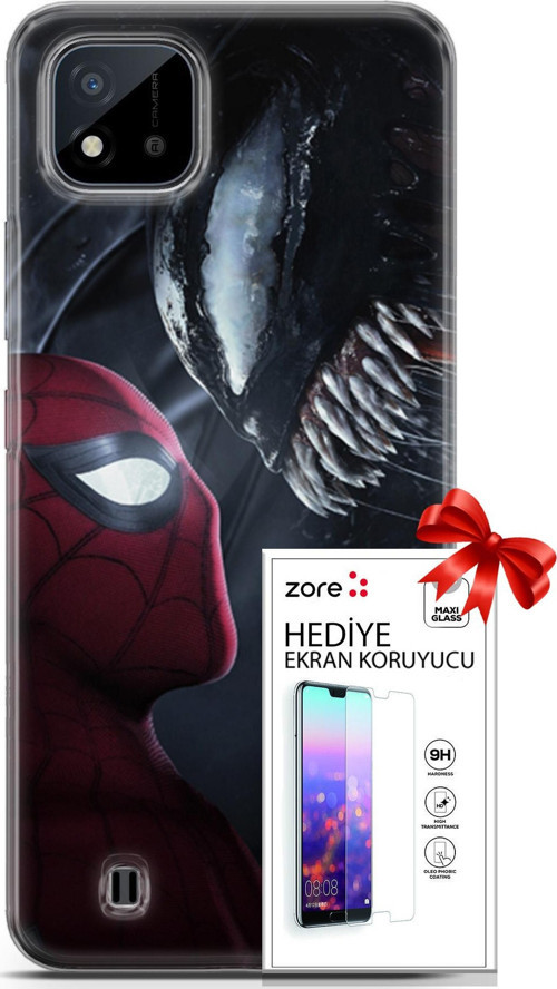 Realme C11 2021 Kılıf Orijinal Seri Supers 09 Spider-Man Vs Venom Uv Kılıf Ve Ekran Koruyucu