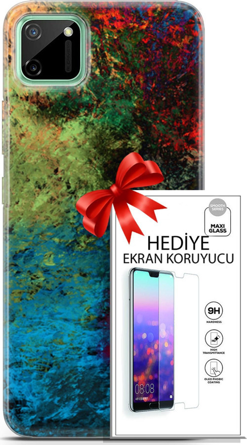 Realme C11 Kılıf Orijinal Seri Nature 16 Tuval Hediyelik Kılıf Ve Ekran Koruyucu