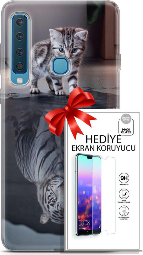 Samsung Galaxy A9 2018 Kılıf Orijinal Seri Scotish-British 15 Yavru British Kalın Silikon + Ekran Koruyucu