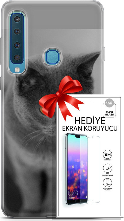 Samsung Galaxy A9 2018 Kılıf Orijinal Seri Scotish-British 04 Turuncu Göz Silikon Kılıf + Ekran Koruyucu