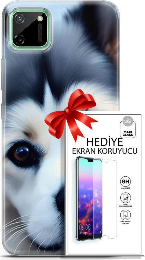 Realme C11 Kılıf Orijinal Seri Dogs 12 Shiba Tasarım Kılıf + Ekran Koruyucu