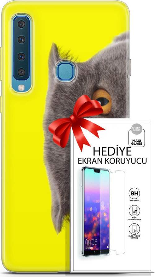 Samsung Galaxy A9 2018 Kılıf Orijinal Seri Scotish-British 01 Scottish Fold Telefon Kılıfı + Ekran Koruyucu