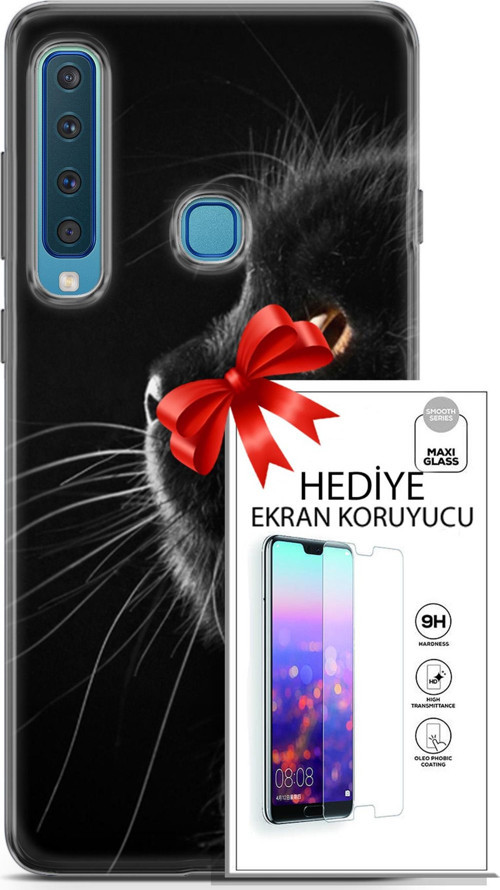 Samsung Galaxy A9 2018 Kılıf Orijinal Seri Scotish-British 22 Kedi Bıyık Detay Kap + Ekran Koruyucu