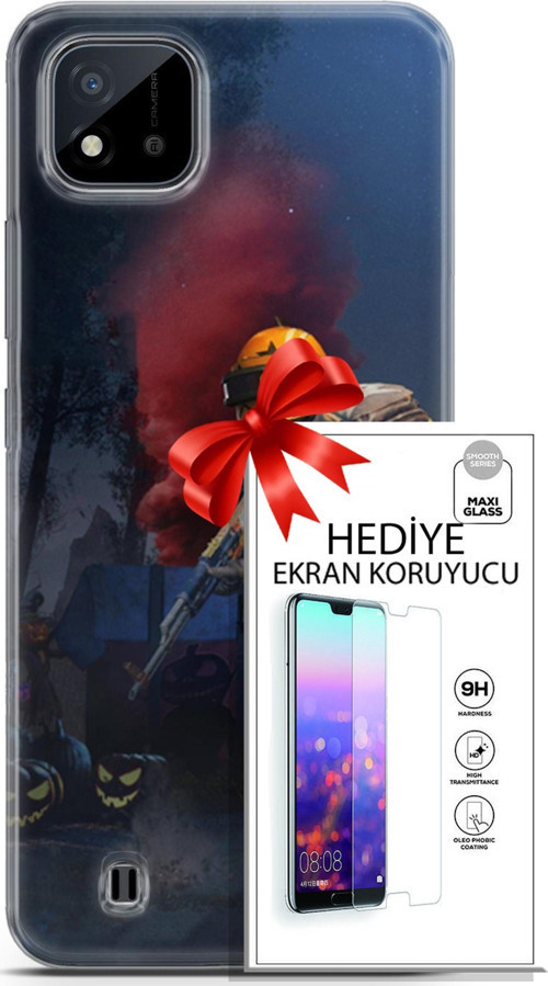 Realme C11 2021 Kılıf Orijinal Seri Pubg 25 Çatışma Soyulmayan Kılıf + Ekran Koruyucu Full Koruma