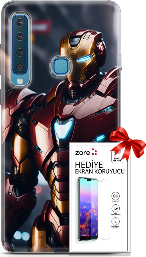 Samsung Galaxy A9 2018 Kılıf Orijinal Seri Supers 23 Iron Man Telefon Kabı Ve Ekran Koruyucu