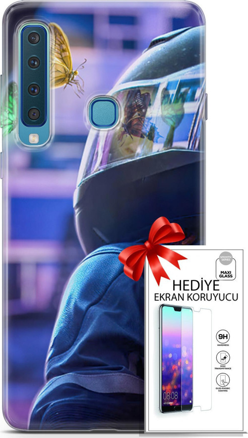 Samsung Galaxy A9 2018 Kılıf Orijinal Seri Algorand 26 Kelebekler Soft Kapak + Ekran Koruyucu