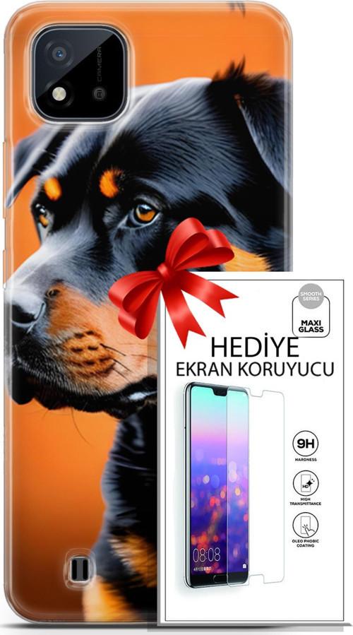 Realme C11 2021 Kılıf Orijinal Seri Dogs 23 Rottweiler Telefon Kabı Ve Ekran Koruyucu