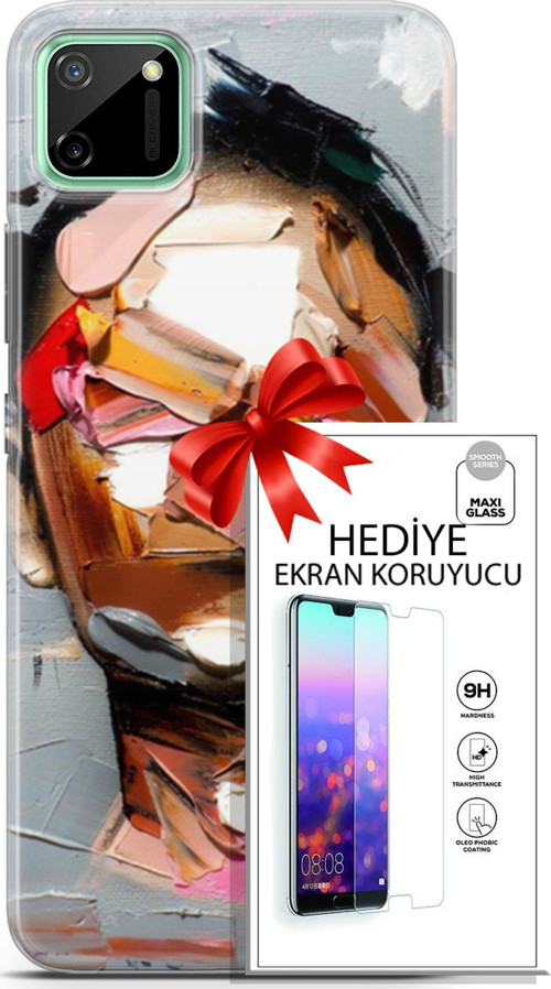 Realme C11 Kılıf Orijinal Seri Soul 01 Suratsız Telefon Kılıfı + Ekran Koruyucu