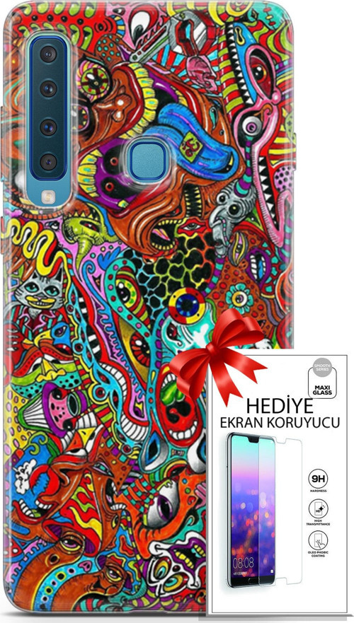 Samsung Galaxy A9 2018 Kılıf Orijinal Seri Cardano 02 Grafitti Kapak Ve Ekran Koruyucu