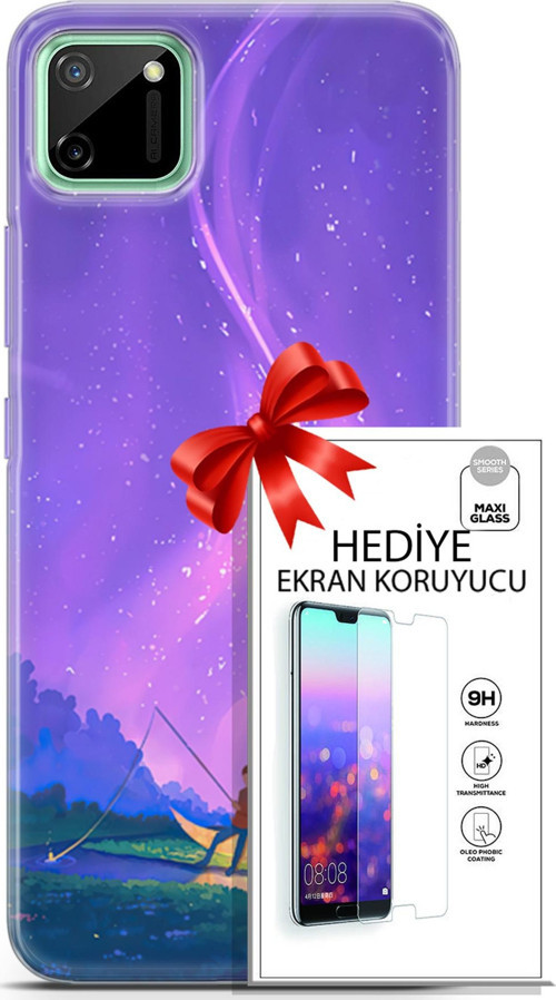 Realme C11 Kılıf Orijinal Seri Neo 15 Clowhunter Kalın Silikon + Ekran Koruyucu