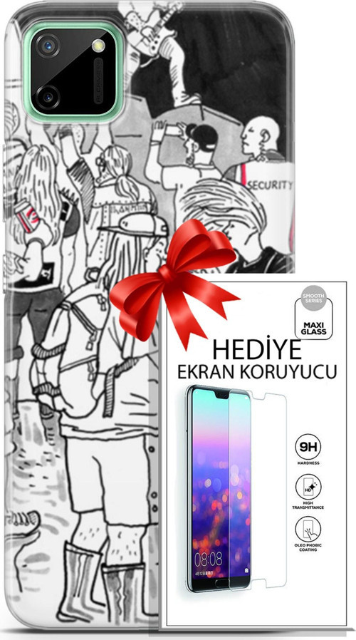 Realme C11 Kılıf Orijinal Seri Punky 17 Party Yumuşak Kılıf + Ekran Koruyucu