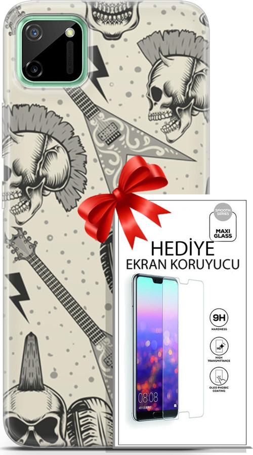 Realme C11 Kılıf Orijinal Seri Punky 20 Trash Punk Renkli Kılıf Ekran Koruyucu