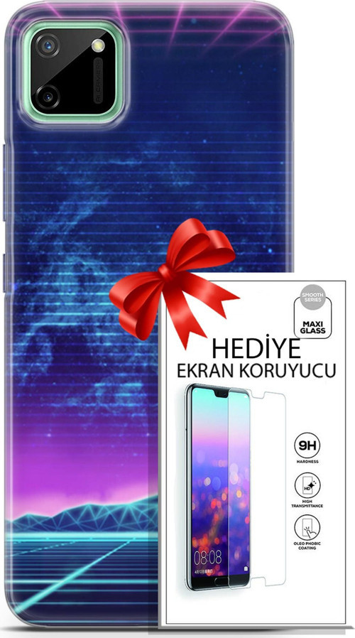 Realme C11 Kılıf Orijinal Seri Cyberpunk 30 Neon Game Kenarları Şeffaf Kapak Ve Ekran Koruyucu