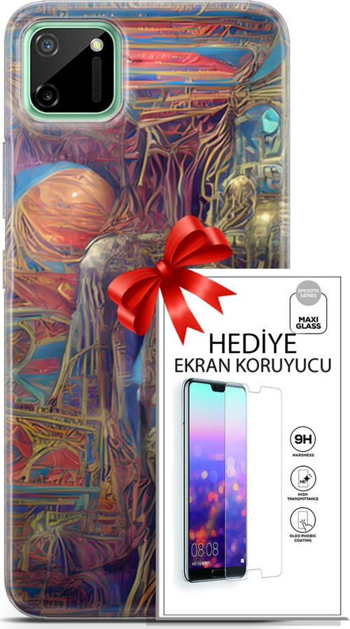 Realme C11 Kılıf Orijinal Seri Cyberpunk 18 Parapsikoloji Parlak Kılıf + Ekran Koruyucu Full Koruma