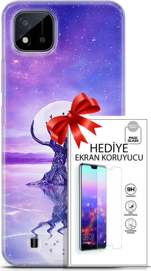 Realme C11 2021 Kılıf Orijinal Seri Neo 30 Carnage Kenarları Şeffaf Kapak Ve Ekran Koruyucu