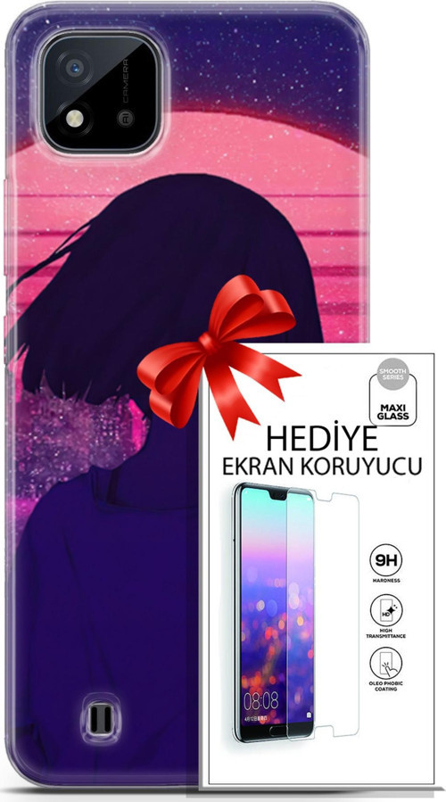 Realme C11 2021 Kılıf Orijinal Seri Neo 12 Blak Panther Tasarım Kılıf + Ekran Koruyucu