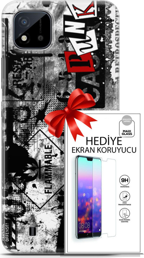 Realme C11 2021 Kılıf Orijinal Seri Punky 26 Retrospective Soft Kapak + Ekran Koruyucu