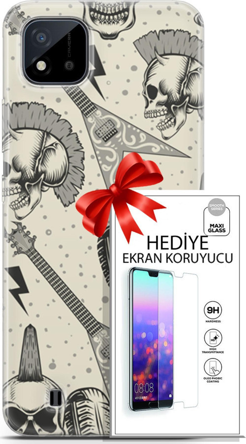 Realme C11 2021 Kılıf Orijinal Seri Punky 20 Trash Punk Renkli Kılıf Ekran Koruyucu