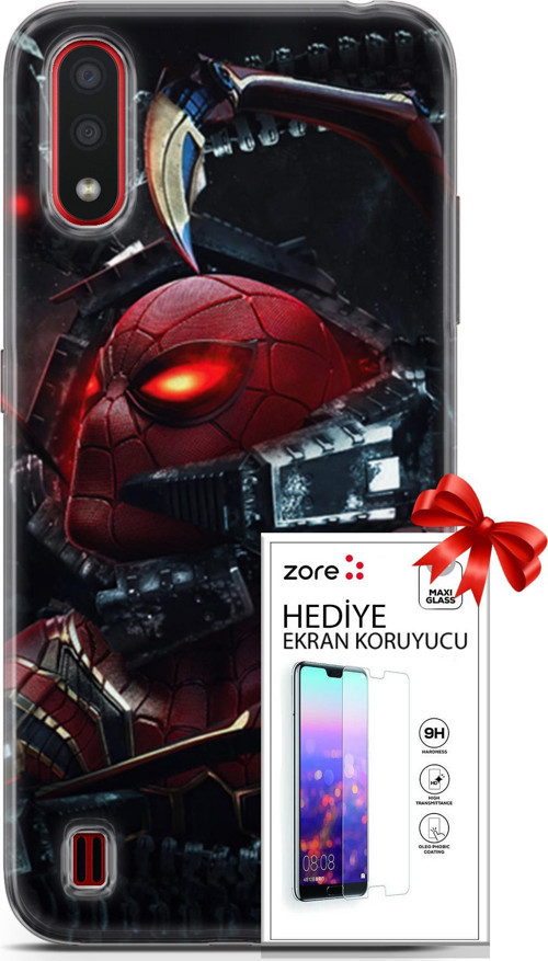 Samsung Galaxy A01 Kılıf Orijinal Seri Supers 29 Dr Octopus Leke Tutmaz Kapak + Ekran Koruyucu