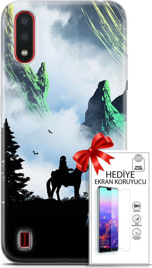 Samsung Galaxy A01 Kılıf Orijinal Seri Algorand 25 Atlı Soyulmayan Kılıf + Ekran Koruyucu Full Koruma