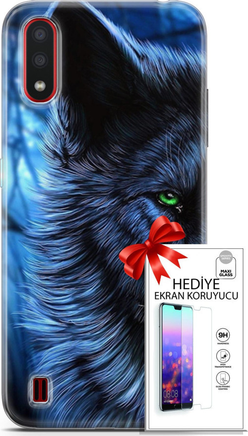 Samsung Galaxy A01 Kılıf Orijinal Seri Cardano 16 Kurt Yeşil Göz Hediyelik Kılıf Ve Ekran Koruyucu