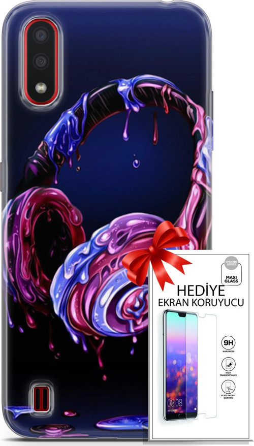 Samsung Galaxy A01 Kılıf Orijinal Seri Cardano 14 Kulaklık Cover Kılıf + Ön Ekran Koruyucu