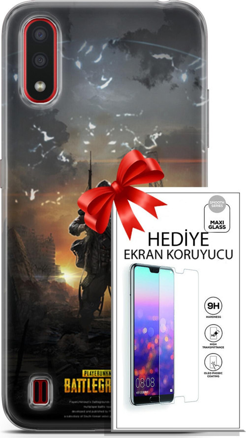 Samsung Galaxy A01 Kılıf Orijinal Seri Pubg 23 Playerunknown'S Telefon Kabı Ve Ekran Koruyucu