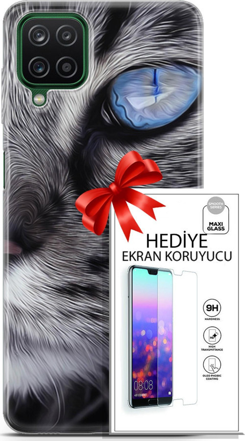 Samsung Galaxy A12 Kılıf Orijinal Seri Scotish-British 30 Norveç Orman Kedisi Kenarları Şeffaf Kapak