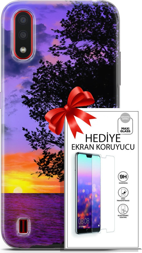 Samsung Galaxy A01 Kılıf Orijinal Seri Fantasy 06 Ağaç Koruyucu Kapak Ekran Koruyucu