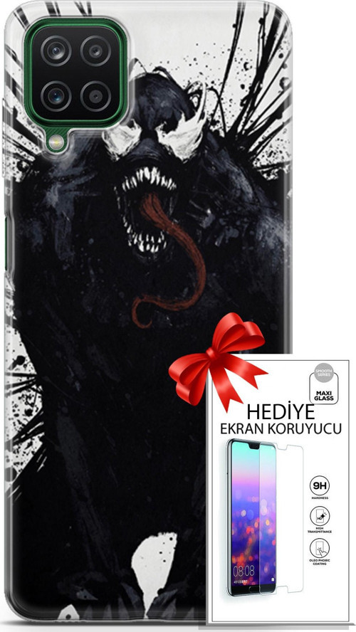 Samsung Galaxy A12 Kılıf Orijinal Seri Cardano 20 Canavar Renkli Kılıf Ekran Koruyucu