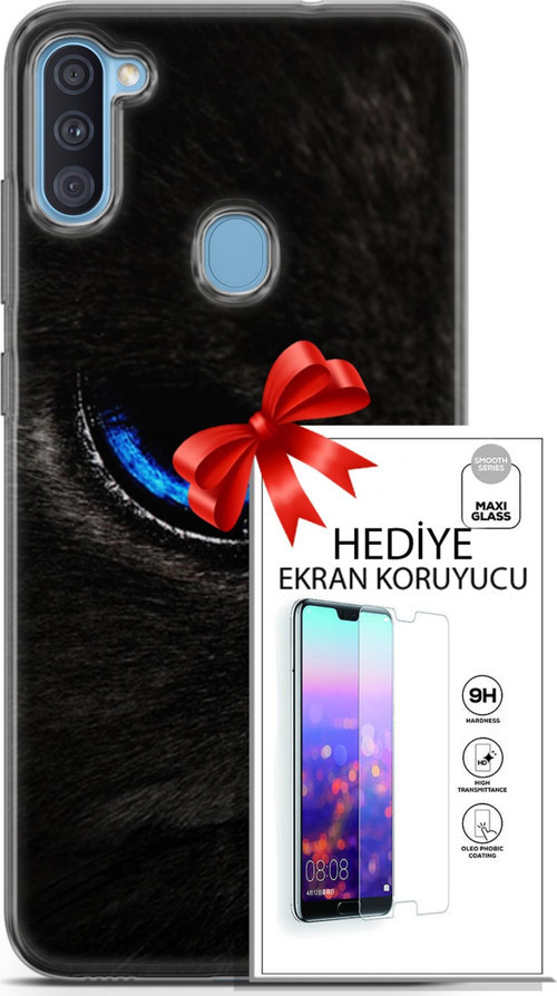 Samsung Galaxy A11 Kılıf Orijinal Seri Scotish-British 25 Maine Coon Soyulmayan Kılıf + Ekran Koruyucu