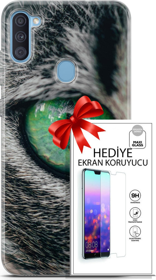Samsung Galaxy A11 Kılıf Orijinal Seri Scotish-British 28 Göz Detay İz Bırakmayan Kılıf + Ön Ekran Koruyucu